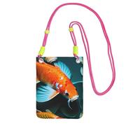 Hd Japanese Koi Fish Print Small Crossbody Bags For Women Trendy, Phone Purse With Adjustable Strap,For Hiking Travel, Fuchusia, One Size