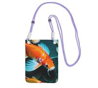 Hd Japanese Koi Fish Print Small Crossbody Bags For Women Trendy, Phone Purse With Adjustable Strap,For Hiking Travel, Purple, One Size