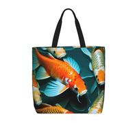Hd Koi Fish Basic Models Tote Bag With Zipper With Inner Pockets,Laptop Work Tote Bag For Sport,Travel