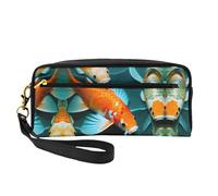 Hd Koi Fish Makeup Bag,Small Travel Makeup Organizer Bag For Women Double Layer Portable Makeup Bags, Black, One Size