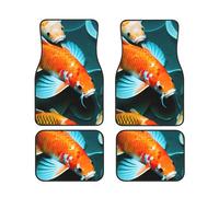 HD Koi Fish Print 4-Piece Car Floor Mats Set Waterproof Foot Pads Full Coverage Vans Sedans Trucks