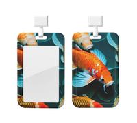 HD Koi Fish Print Card ID Badge Holder with Breakaway Lanyard,for Doctor Teacher Nurse Staff Office