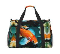 HD Koi Fish Print Everyday Use Travel Duffle Bag Large Capacity Travel Bag Stylish Functional Bag, Black, One Size