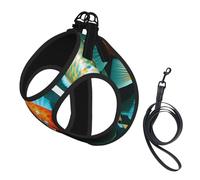 Hd Koi Fish Print Harness Leash Set For Cat And Small Dog, Adjustable, Reflective, And Escape-Proof Vest With Soft Breathable Mesh Lining