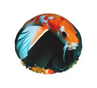Hd Koi Fish Print Shower Cap For Women Lightweight Reusable Softdouble Waterproof Layers Leakproof.