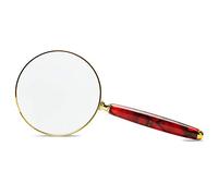 HD Magnifying Glass Portable Handheld Reading Magnifier for The Elderly Large Lens Enlarged Mirror 80MM Red