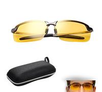 HD Night Vision Polarized Night Driving Glasses for Men, Anti Glare Driving Glasses with UV400 Protection, Yellow Lens Ultra Lightweight for Risk Reducing & Safe Nighttime Driving