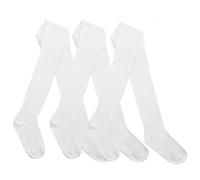 HD Novelty 3 Pairs Girls Cotton Rich Plain Tights Warm Soft Thick Formal Smart Casual Back to School Girl Tights (UK, Age, 11 Years, 12 Years, Regular, White)