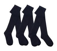 HD Novelty 3 Pairs Girls Cotton Rich Plain Tights Warm Soft Thick Formal Smart Casual Back to School Girl Tights (UK, Age, 5 Years, 6 Years, Regular, Navy)
