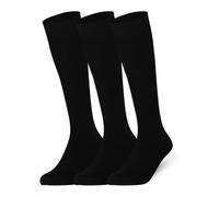 HD Novelty Diva Dazzle 6 Pairs Women's Extra Long Knee High Socks - Soft Cotton Knitted Over The Knee Socks with Thigh Grip | UK 4-6 Black Thigh High Stockings for Girls, School, Uniform, Cosplay
