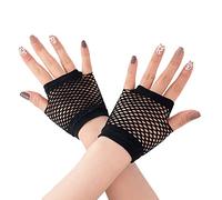 HD Novelty Fingerless Fishnet Gloves Diva Women Black 80s Retro Vintage Nylon Stretchy Mesh Gloves for Kids Girls Dance Disco Costume Parties Supplies Accessories (Black)