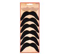 HD Novelty Men's Fake Moustache Black 6-Piece Set Self-Adhesive Fake Mustache for a Variety of Costumes & Theatrical Disguises Great for Halloween, Cosplay, Parties (Plain Black)