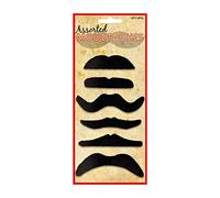 HD Novelty Men's Fake Moustache Black 6-Piece Set Self-Adhesive Fake Mustache for a Variety of Costumes & Theatrical Disguises Great for Halloween, Cosplay, Parties (Black Assorted)
