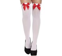 HD Novelty Opaque 80 Denier Microfibre Hold-Ups Stockings - Premium Quality Legwear for Women - Perfect for Everyday Wear and Special Occasions (Red Bow)