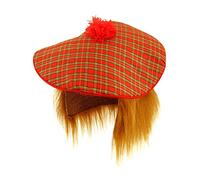 HD Novelty Scottish Tam O'Shanter Hat with Ginger Hair for Adults Stylish and Traditional Red