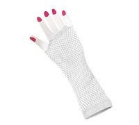 HD Novelty Women's Long Fishnet Gloves Fingerless Fishnet Gloves Net Mesh Gloves 80s Fishnet Gloves Hand Gloves for 80s Fancy Dress Costume Accessory Party Supplies One Size (White)