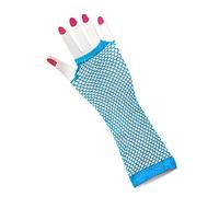 HD Novelty Women's Long Fishnet Gloves Fingerless Fishnet Gloves Net Mesh Gloves 80s Fishnet Gloves Hand Gloves for 80s Fancy Dress Costume Accessory Party Supplies One Size (Turquoise)