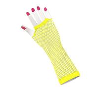 HD Novelty Women's Long Fishnet Gloves Fingerless Fishnet Gloves Net Mesh Gloves 80s Fishnet Gloves Hand Gloves for 80s Fancy Dress Costume Accessory Party Supplies One Size (Yellow)