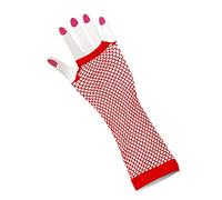 HD Novelty Women's Long Fishnet Gloves Fingerless Fishnet Gloves Net Mesh Gloves 80s Fishnet Gloves Hand Gloves for 80s Fancy Dress Costume Accessory Party Supplies One Size (Red)