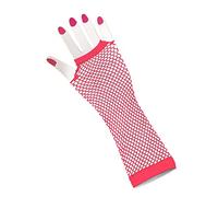 HD Novelty Women's Long Fishnet Gloves Fingerless Fishnet Gloves Net Mesh Gloves 80s Fishnet Gloves Hand Gloves for 80s Fancy Dress Costume Accessory Party Supplies One Size (Neon Pink)