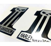 HD One Logo Decal Pair of Resin Stickers Compatible with Harley 3D Effect Models. For Tank or Helmet. Single Sticker Size: 63 x 44 mm (Skull Silver)