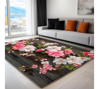 Hd Photography Flowers Area Rug, Living Room Rug 120 X 170 Cm For Kids Bedroom Room Nursery Dorm Home Decor, Pink Soft Fluffy Carpet For Teens Adult