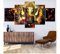 HD Printed 5 Piece Canvas Art Hindu God Ganesha Elephant Painting hindu-god-canvas canvas art