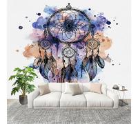 HD Printed Large Wall Mural 250x175 cm Watercolor Dreamcatcher Eamless Splicing Photo Wallpaper, Peel & Stick Non-Overlapping Grey Removable Residue-Free Waterproof Wall Stickers