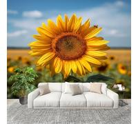 HD Printed Large Wall Mural 300x210 cm Pastoral Sunflower Eamless Splicing Photo Wallpaper, Peel & Stick Non-Overlapping Blue Removable Residue-Free Waterproof Wall Stickers