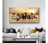 HD Prints Eight Running Horse Canvas Paintings Poster Wall Art Picture for Sofa Background Wall Office Decorative 40x80cm frameless