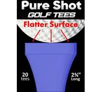 HD Products 7 More Yards! Pure Shot Golf Tees (20 per Package) 2-3/4" Long with 0.38" Wide Head. Flatter Head Resulting in No Resistance, Designed to Have Zero Interference on The Ball. (20) (Blue)