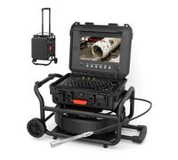 HD Sewer Camera with 7mm/50M Cable, Professional Drainage Pipe Inspection Camera with Distance Counter, Self-Leveling, 512Hz Transmitter and USB Keyboard, Drain Endoscope with Retractable Handle