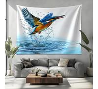 Hd Shooting Kingfisher Wall Art Tapestry, Washable Animal Bird Wall Hanging Tapestries Mural, for Bedroom Living Room Dorm Home Décor Tapestries - 200x150 cm