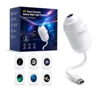 HD Smart Dynamic 5D Holographic Night Light Projector, Plug and Play Galaxy Star and Ocean Projector with 24 Films, 360 Rotating USB Ceiling Light for Bedroom Kids Room Gaming Room Decor (6PCS)