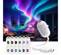 HD Smart Dynamic 5D Holographic Night Light Projector, Plug and Play HD Star Projector with 3/6/12/24 Projection Films, 360 Rotating USB Powered Ceiling Light for Bedroom Car Roof (With 12 Films)