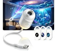 HD Smart Dynamic 5D Holographic Night Light Projector, Plug and Play HD Star Projector with 3/6 Projection Films 360° USB Galaxy & Moon Projectors Light for Bedroom Car Roof (with 3 Films)