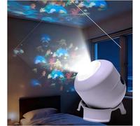 HD Smart Dynamic 5D Holographic Night Light Rotating Led Projector, Dynamic Rotating LED Projector Light,Rechargeable 360 Ocean Rotating Night Lights for Bedroom, Home Theater，A
