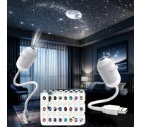 HD Smart Holographic Night Light Projector,Plug and Play Galaxy Projector Night Light,Galaxy Starry Sky NightLight Projection with Sliding Films,USB Ocean Projectors Lights for Bedroom Car Roof