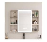 HD Smart Medicine Cabinet with Touch Switch Arc-Shaped Aluminum Bathroom Mirror Cabinet Wall-Mounted with Lighting & Defogging Coffee Finish (100cm/39.4in)