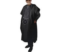 HD Traditional African Clothing for Men Nigerian Man's Agbada Embroidery Bazin Boubou Outfit, Black-72, 3XL