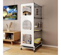 HD Transparent Chinchilla Cage,Squirrel Cage,Multi-storey Large Space,Encrypted Iron Net,for Bunny,Small Pets(37x37x117cm)