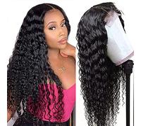 HD Transparent Deep Wave Lace Front Wigs Human Hair Pre Plucked Bleached Knots Glueless 4x4 Deep Wave Lace Closure Wig 22 Inch Brazilian Virgin Wet Wave Lace Wigs Human Hair for Women Natural Color