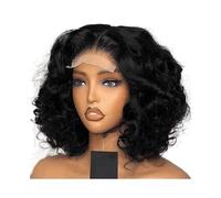 HD Transparent Lace Front Wig，Human Hair Body Wave Bob Glueless Wigs for Black Women 250 Density,Wear and Go Womans Hair Topper(Black 4x4,12inch)