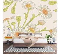 HD Wallpaper Murals 250x175 cm Hand Drawn Daisy Pattern 3D Non Woven Photo Mural for Bedroom Living Room Walls Decor, Light Anti-Fouling Easy to Install Art Wall Sticker