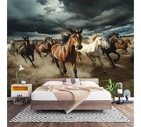 HD Wallpaper Murals 450x315 cm Multicolor 3D Non Woven Photo Mural for Bedroom Living Room Walls Decor, Animal Horse Herd Anti-Fouling Easy to Install Art Wall Sticker