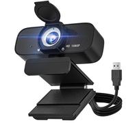 HD Webcam, 1080P USB Computer Camera with Privacy Cover, Black, Digital Streaming Web Cam for PC Desktop Laptop Video Conferencing-8