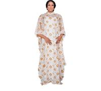HD White Lace Kaftan for Woman Ladies Sequin Floral Standup Collar Casual Gown, White10267, One Size