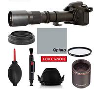 HD White Telescope 500mm/1000mm f/8 Manual Telephoto Lens for Canon EOS Rebel T3,T3i,T4i,T5,T5i, T6,T7 T6i, T6s, T7i, SL1, SL2, EOS 60D, 70D, 77D, 80D,5D III,5D IV, EOS 6D,7D,7D II Digital SLR Camera