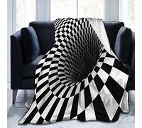 Hdadwy Black White Vertigo Hypnotic Flannel Fleece Throw Blankets for Bed Sofa Room Home Soft Blanket Warm All Season Throw Plush Blanket 80"x60"