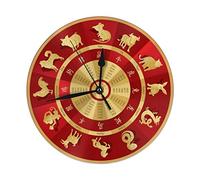 Hdadwy Chinese Zodiac Wheel with Twelve Animals Round Wall Clock Silent Non Ticking Battery Operated Easy to Read for Student Office School Home Decorative Clock Art